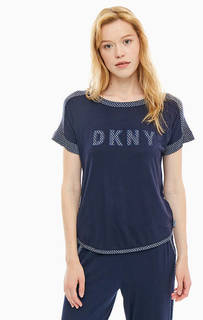 Синяя домашняя футболка с нашивками Dkny