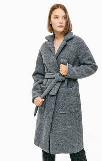 Серое демисезонное пальто с высоким содержанием шерсти Noisy May