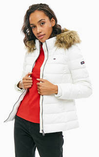 Белый пуховик с капюшоном Tommy Jeans