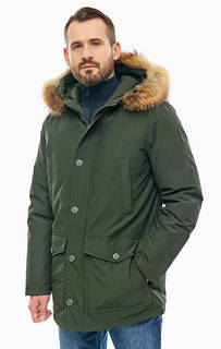 Удлиненный пуховик цвета хаки Bomboogie