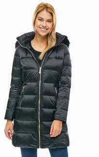 Длинный черный пуховик на молнии Michael Kors