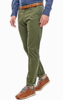 Хлопковые чиносы цвета хаки на ремне S.Oliver