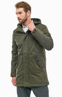 Хлопковая парка цвета хаки с капюшоном S.Oliver