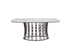 Стол обеденный из натурального камня (garda decor) серый 180.0x76.0x100.0 см.