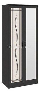 Шкаф платяной Токио СМ-131.08.006 венге цаво/венге цаво/дуб белфорт с рисунком Кожа Мебель Трия