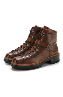 Кожаные ботинки на шнуровке Santoni