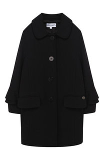 Шерстяное пальто с оборками на рукавах Simonetta