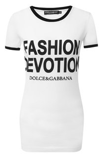 Хлопковая футболка с надписями Dolce & Gabbana