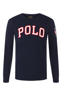 Хлопковый лонгслив с нашивками Polo Ralph Lauren
