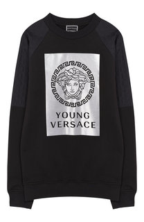 Хлопковый свитшот с логотипом бренда Young Versace