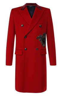 Двубортное пальто из смеси шерсти и кашемира с хлопком Dolce & Gabbana