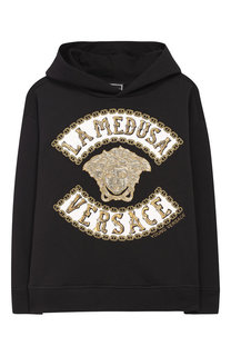 Хлопковое худи с вышивкой Young Versace