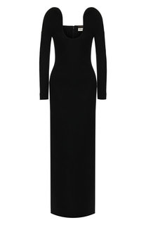 Шерстяное платье-макси с глубоким вырезом Saint Laurent