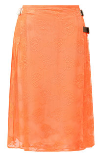 Юбка с запахом и кожаной вставкой Christopher Kane