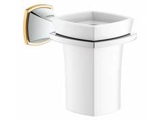 Стакан для зубных щеток Керамический, с держателем GROHE Grandera, хром/золото (40626IG0)