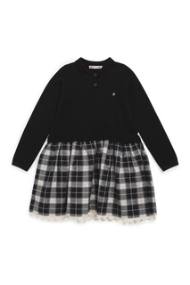Платье шерстяное с юбкой в клетку Bonpoint