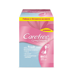 CAREFREE Салфетки Супертонкие Fresh scent ароматизированные в индивидуальной упаковке