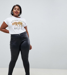 Брюки с покрытием и завышенной талией Lost Ink Plus - Черный