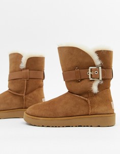 Коричневые ботинки с пряжкой на ремешке UGG - Рыжий