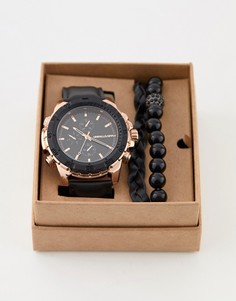 Подарочный набор с крупными часами и браслетом ASOS DESIGN - Черный