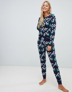 Пижама с принтом заснеженных гор Chelsea Peers - Темно-синий