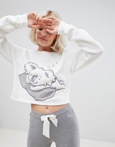 Пижамный кроп-топ с дизайном коала Gilly Hicks - Белый