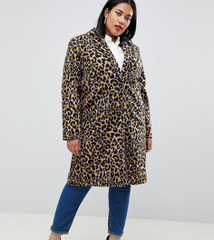 Пальто с леопардовым принтом ASOS DESIGN Curve - Мульти