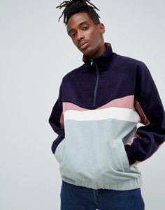 Вельветовая ветровка в стиле колор блок ASOS DESIGN - Зеленый