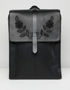 Черный кожаный рюкзак с декоративной отделкой ASOS EDITION - Черный