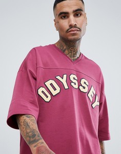 Oversize-футболка с V-образным вырезом, рукавами до локтя и надписью odyssey ASOS DESIGN - Красный
