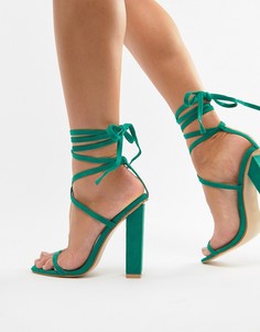 Босоножки на блочном каблуке с завязкой на щиколотке Simmi London - Зеленый