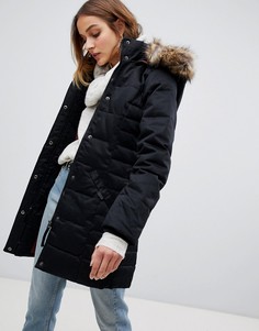 Дутое пальто длиной 3/4 с отделкой из искусственного меха Vero Moda - Черный