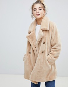 Длинное пальто из искусственного меха Willow & Paige - Бежевый
