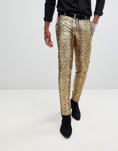 Облегающие брюки золотистого цвета с эффектом змеиной кожи Twisted Tailor - Золотой