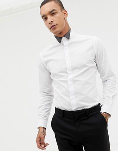 Белая облегающая рубашка с уголками с эффектом металлик Twisted Tailor - Белый