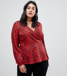 Блузка с запахом и леопардовым принтом Influence Plus - Красный
