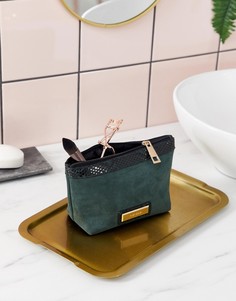 Зеленая косметичка со змеиной вставкой River Island - Зеленый