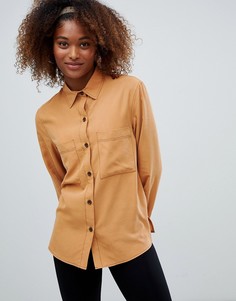 Рубашка с контрастными швами Bershka - Бежевый