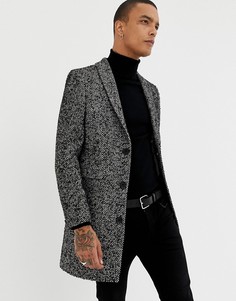Пальто с узором в елочку Twisted Tailor - Черный