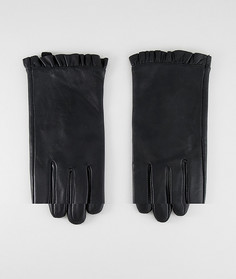 Кожаные перчатки с оборками ASOS DESIGN - Черный