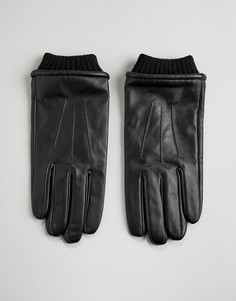 Черные кожаные перчатки с манжетами Barneys - Черный Barneys Originals