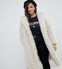 Oversize-пальто с плюшевой текстурой Vero Moda Curve - Кремовый