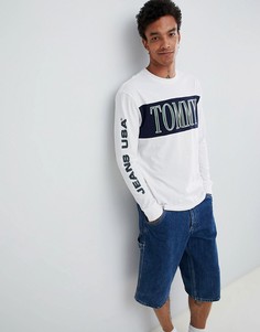 Белый лонгслив с принтом логотипа Tommy Jeans - Белый