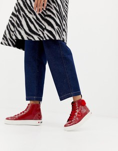 Высокие кроссовки с замшевыми вставками и пайетками Love Moschino - Красный
