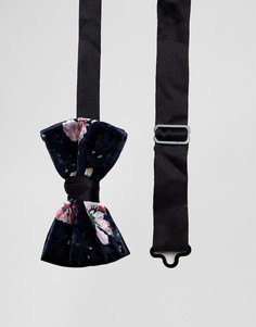Бархатный галстук-бабочка с цветочным принтом ASOS DESIGN - Темно-синий