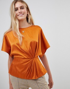 Блузка цвета ржавчины с перекрутом New Look - Оранжевый