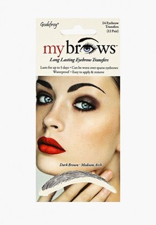 Временная татуировка Godefroy Eyebrow Transfers 12 пар, форма:сред.арка, темно-коричневый