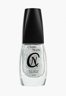 Лак для ногтей Chatte Noire №519 белый с черными блесками, 15 мл