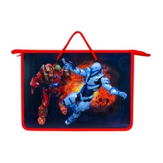 Папка для тетрадей Silwerhof 671924 Война роботов A4 340х245х40мм 1отд. пластик на молнии руч.шнурки