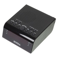 Радиобудильник SUPRA SA-44FM, красная подсветка, черный